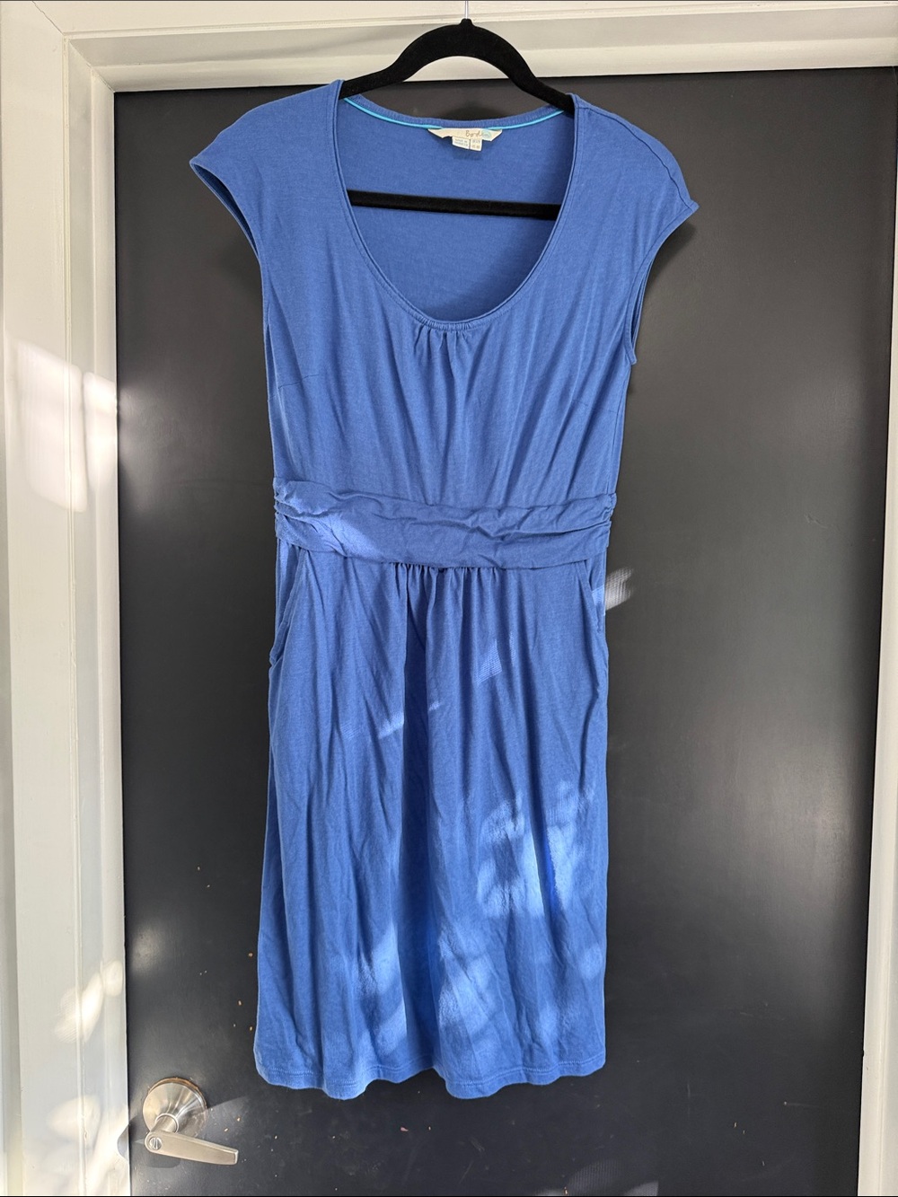 Boden Blue Scoop-Neck Cap Sleeve Dress